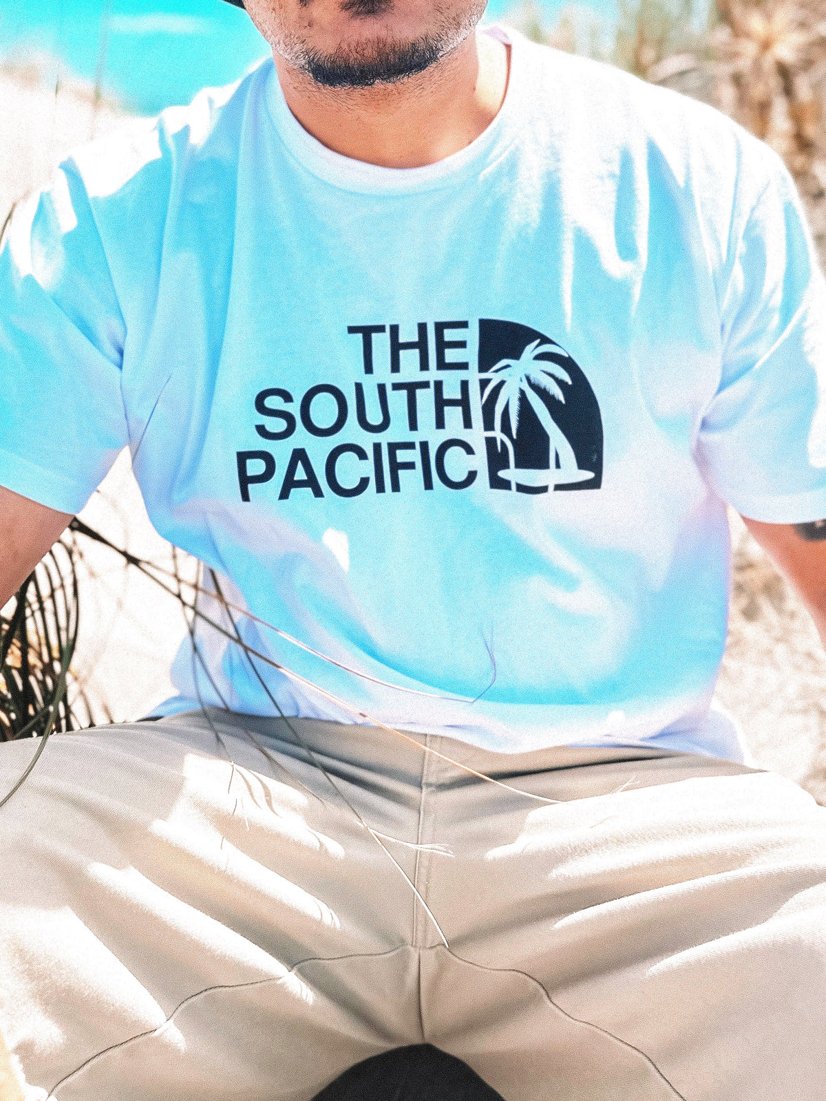 "The south pacific"  white tee
