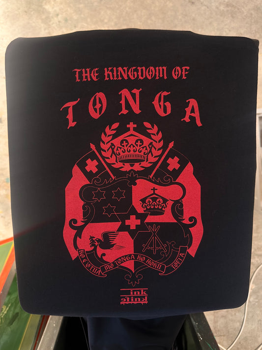 Tonga seal red ink on black tee